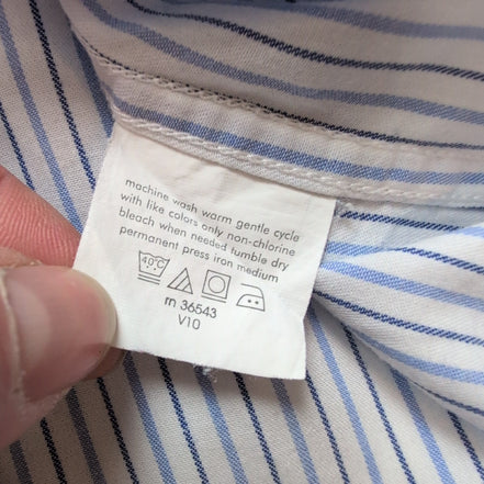 Chemise Chaps twill bleu rayures manches longues 1 poche XXL 3XL
