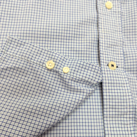 Chemise Nautica L Bleu Carreaux 100% Coton Made in Mauritius Manches courtes