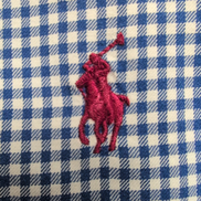 Chemise Ralph Lauren Homme M Bleu Petits Carreaux Logo Rouge Vintage