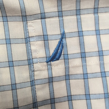 Chemise Nautica carreaux bleu blanc manches longues 1 poche XL