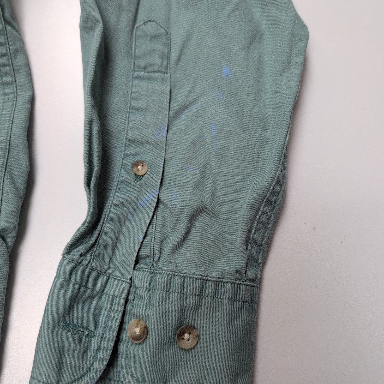 Chemise Pendleton S Vert Pâle 100% Coton Logo Cuir Manches Longues