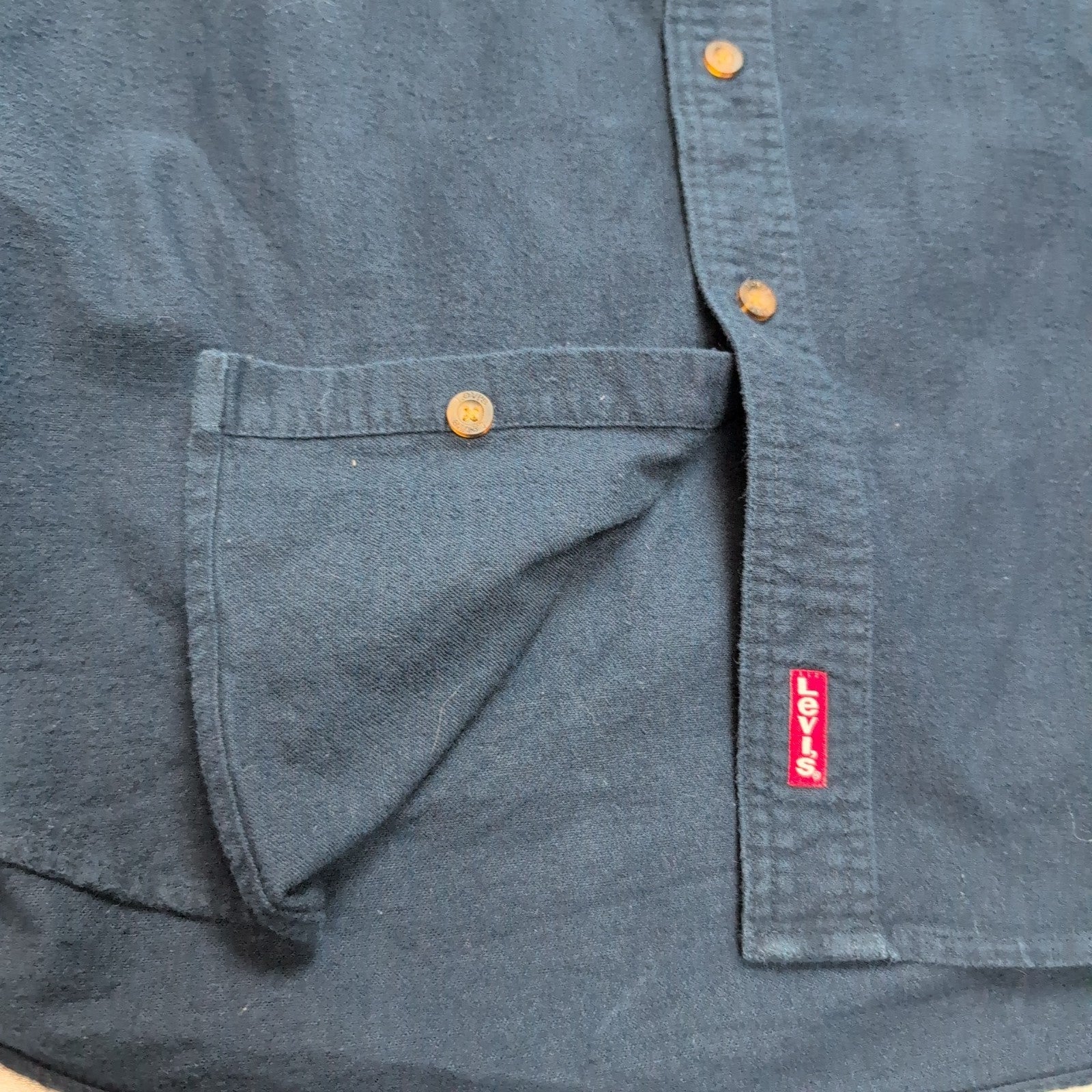 Chemise Levi's XXL Bleu Marine Chamoisée 100% Coton 2 Poches manches longues