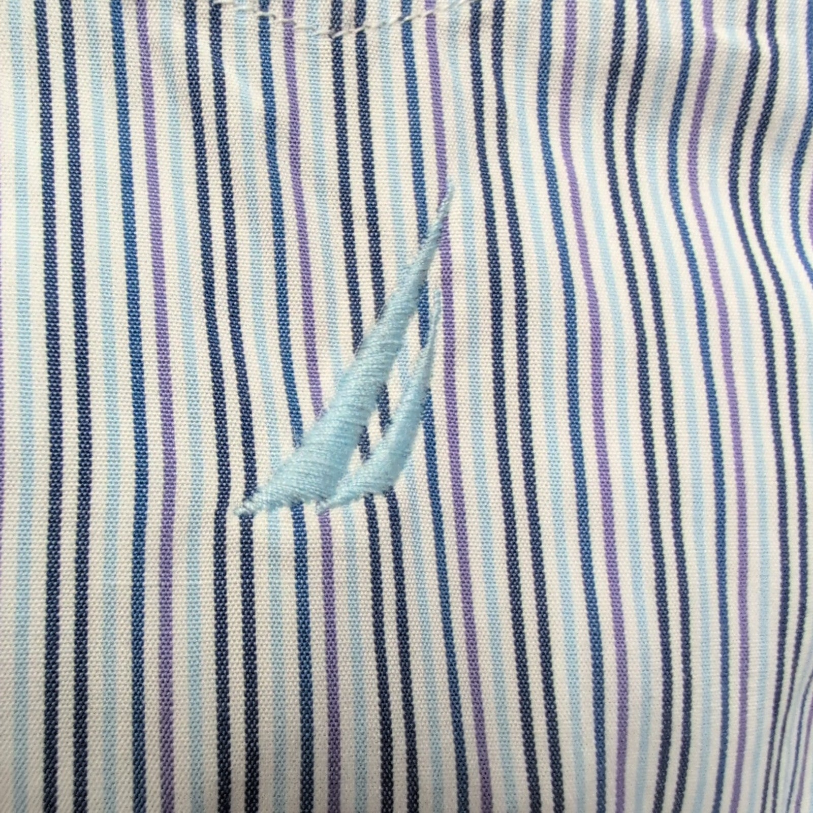 Chemise Nautica L  Rayures Bleu Coton Mercerisé Logo bleu ciel Manches longues