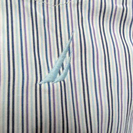 Chemise Nautica L  Rayures Bleu Coton Mercerisé Logo bleu ciel Manches longues