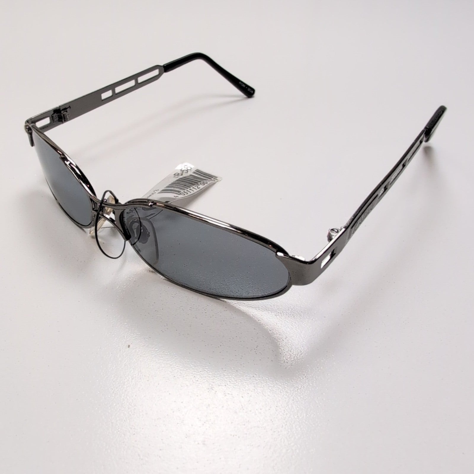 Lunettes de soleil Kaida Y2K Ovales Métal Chromé Gris Foncé Branches Larges