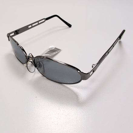 Lunettes de soleil Kaida Y2K Ovales Métal Chromé Gris Foncé Branches Larges