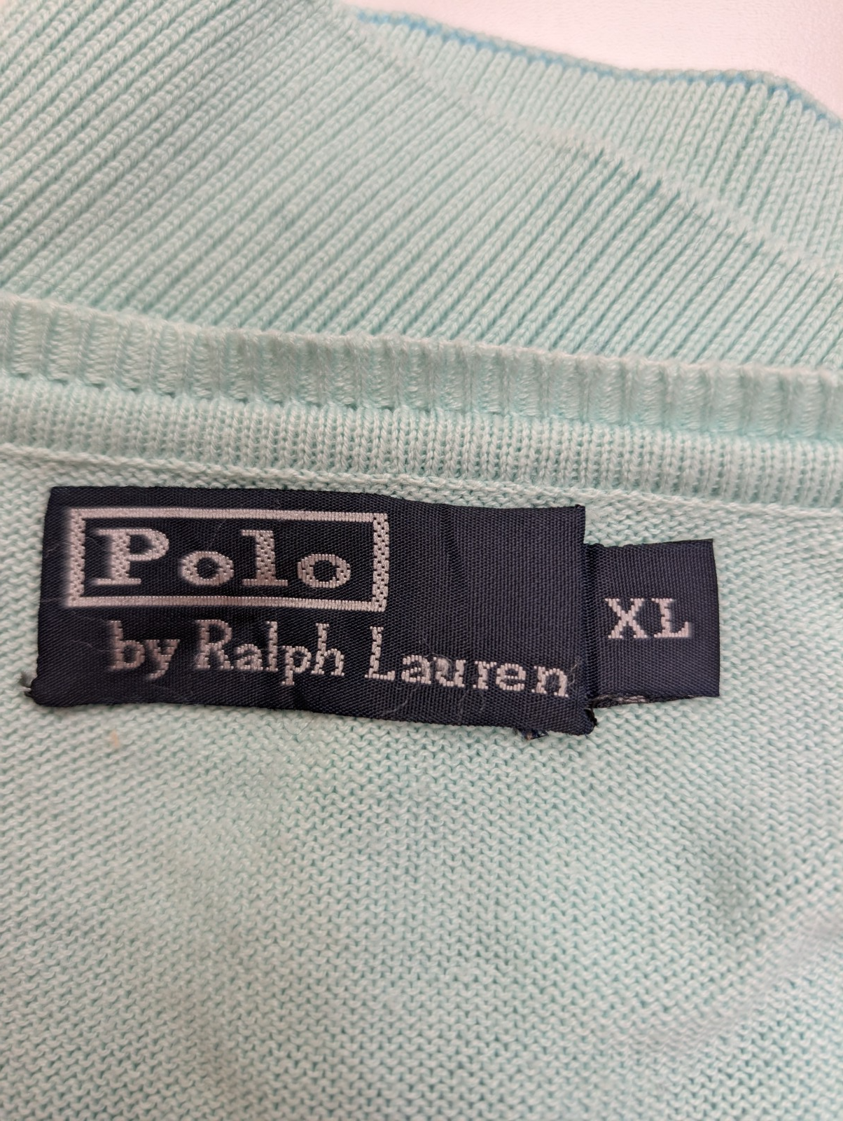Pull Fin Polo Ralph Lauren Écusson Col V XL Vert Pastel 100% | 539WSR