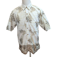 Chemise Hawaïenne Gotcha Sport XL 100% Coton Blanc Feuillage Boutons Bois