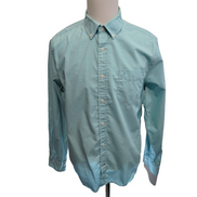 Chemise Nautica L Turquoise Micro Carreaux Slim Fit Coton Logo Brodé