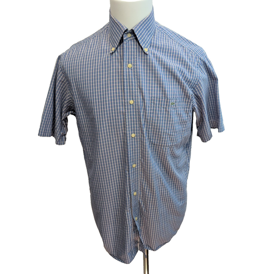 Chemise Lacoste Vintage Manches Courtes 40 M Bleu Blanc Carreaux