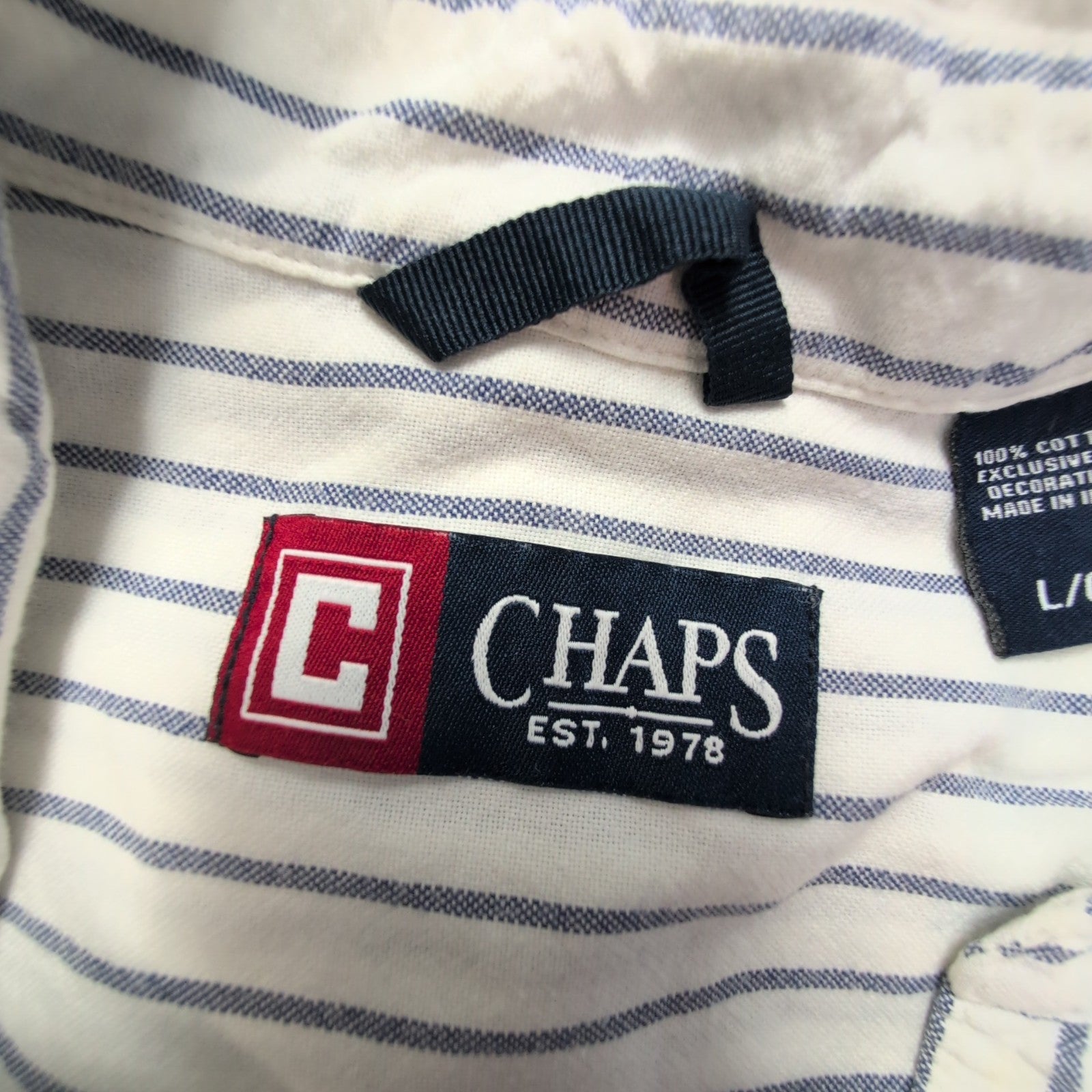 Chemise CHAPS blanche à rayures grises taille L #152e