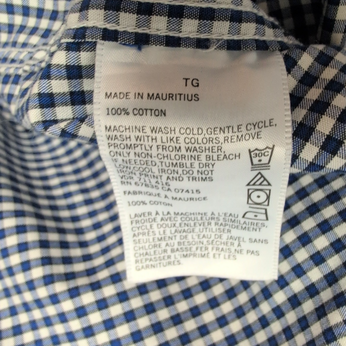 Chemise Nautica XL Bleu Foncé Carreaux Coton Logo Brodé Poche