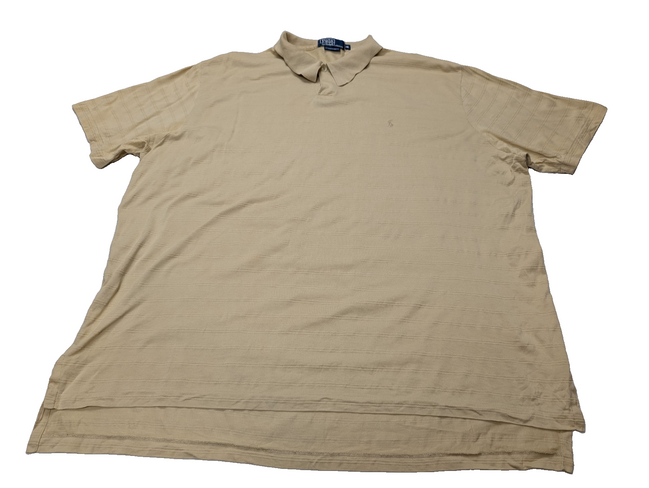 Polo manches courtes Polo Ralph Lauren XXL beige crème rayures coton Pima