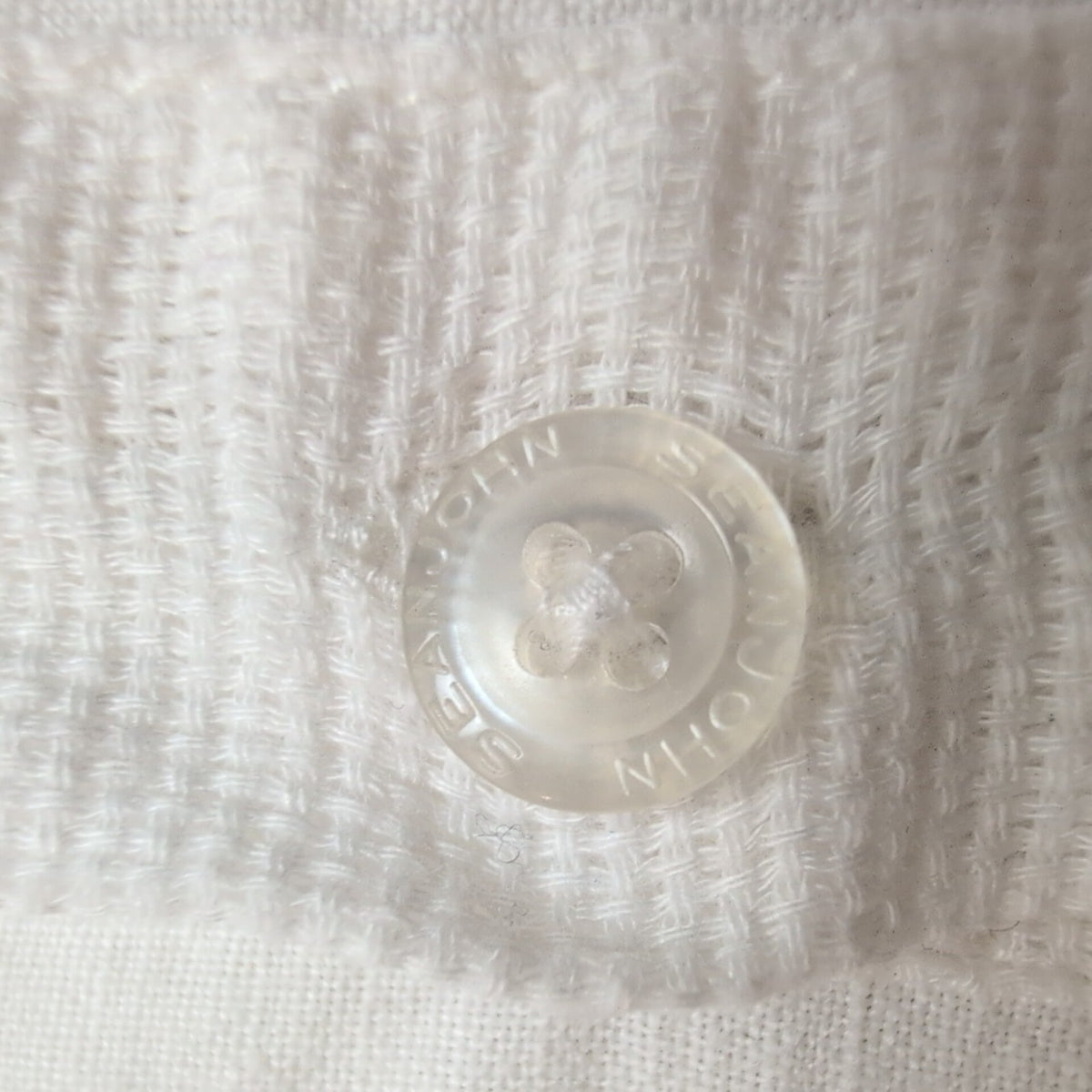 Chemise Sean John Popover XL Lin Coton Blanche 2 Poches Manches Courtes