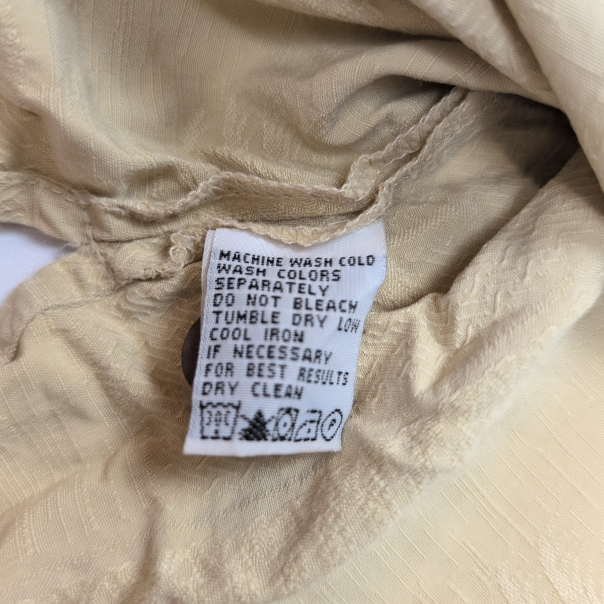 Chemise Hawaïenne Tommy Bahama S 100% Soie Jaune Pâle Palmier manches courtes