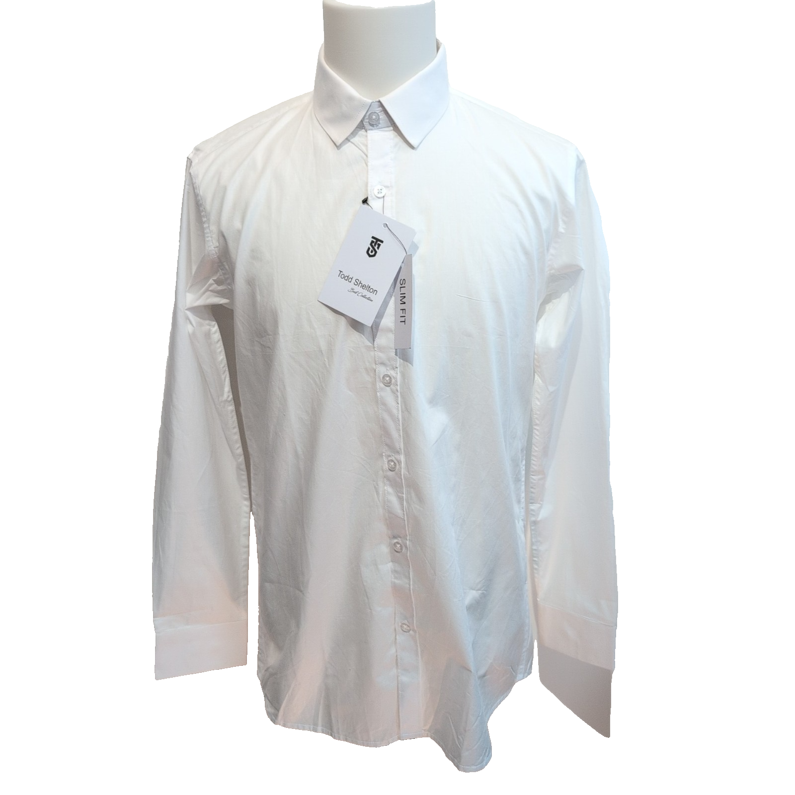 Chemise Todd Shelton L Neuve Étiquette Slim Fit Blanche Manches longues