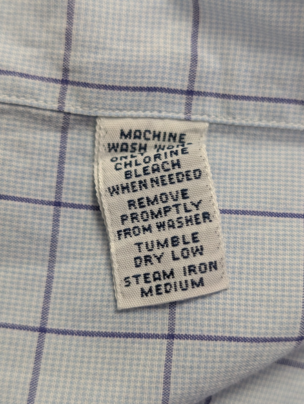 Chemise Polo Ralph Lauren Shirt XXL Carreaux Bleu Clair Blanc Col Classique