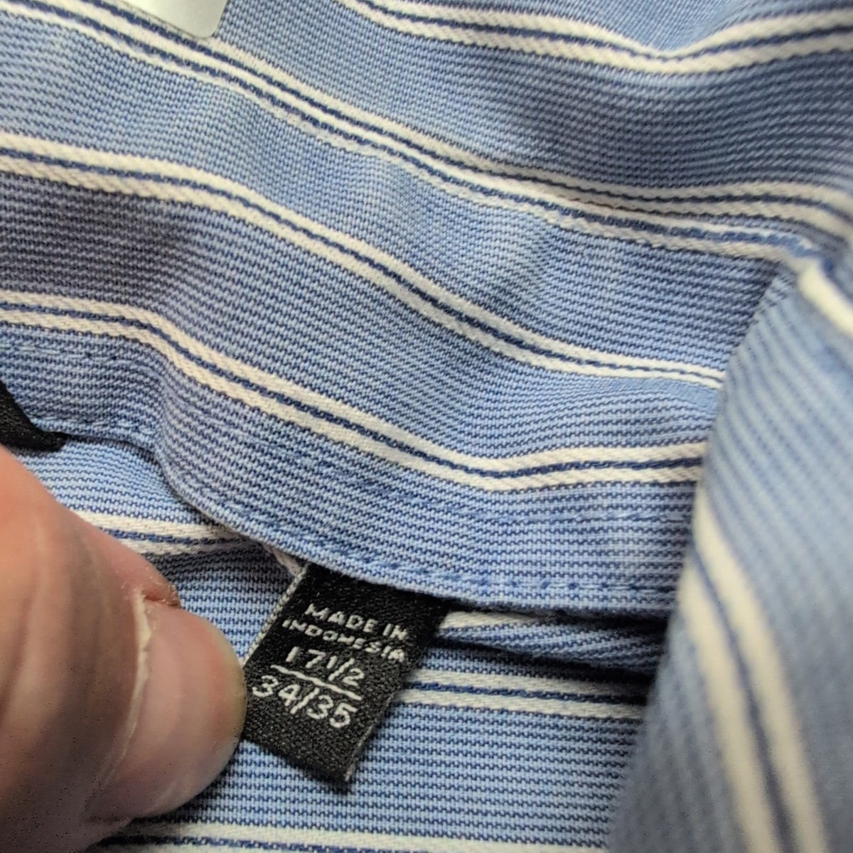 Chemise Sean John XL/XXL Bleue Rayures Blanches 100% Coton Manches Longues