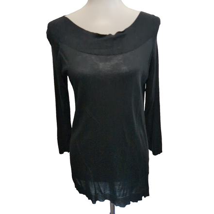 Pull Lauren Ralph Lauren Femme L Noir 89% Soie 11% Cachemire Col Bateau