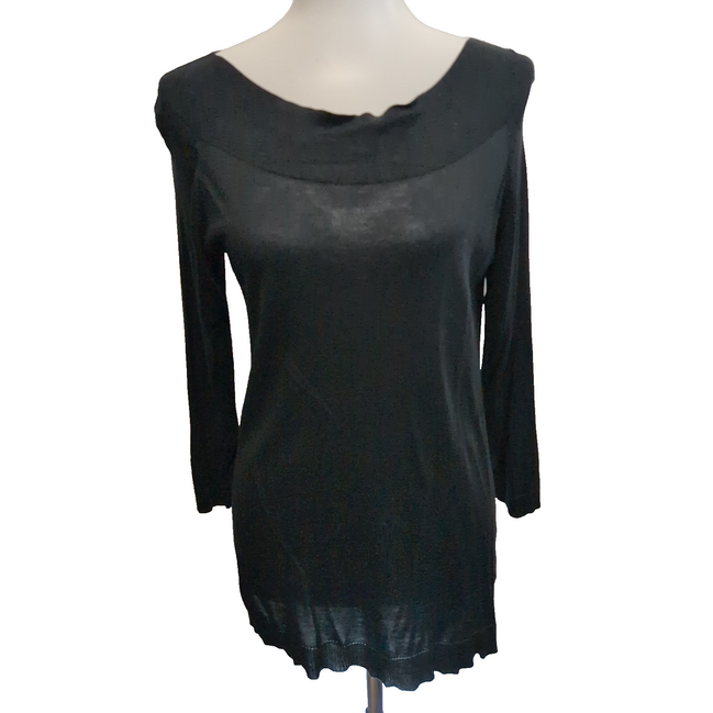 Pull Lauren Ralph Lauren Femme L Noir 89% Soie 11% Cachemire Col Bateau