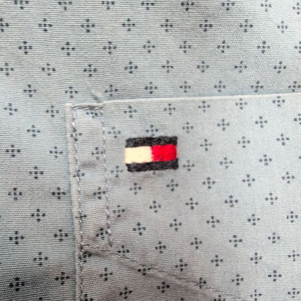 Chemise Tommy Hilfiger Homme Taille M New York Fit Bleue Micro Motif Coton