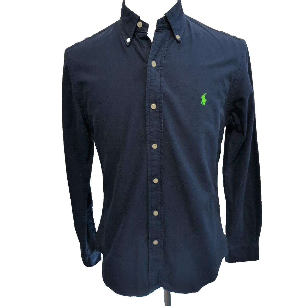 Chemise Polo Ralph Lauren Taille M Slim Fit Bleu Marine Logo Vert Fluo