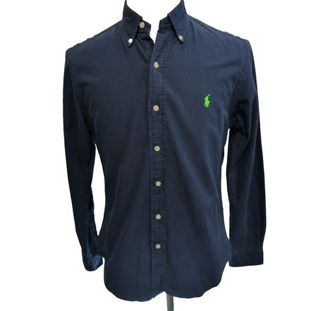 Chemise Polo Ralph Lauren Taille M Slim Fit Bleu Marine Logo Vert Fluo