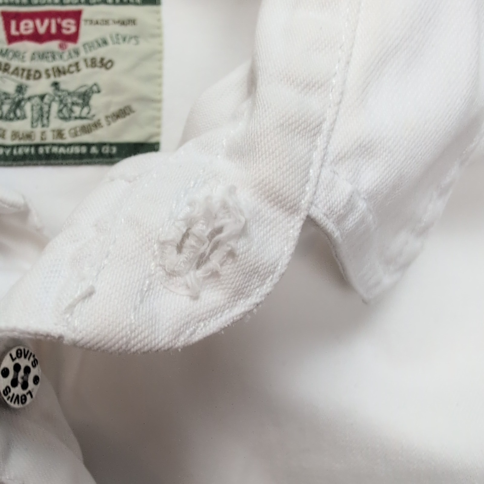 Chemise LEVI'S Homme XL Blanche en Jean Manches Longues Poches