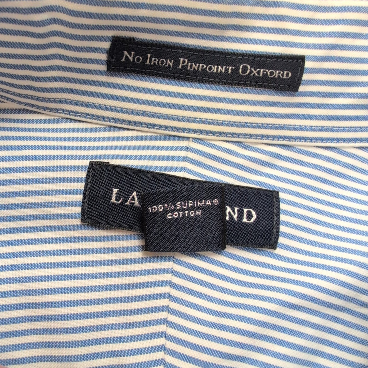 Chemise Lands' End XXL 3XL Supima Oxford Rayures Bleues Poche manches longues