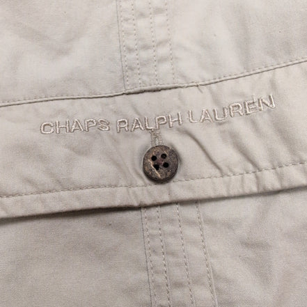 Chemise Chaps Ralph Lauren Manches Courtes Crème Coton Cuba Café Taille XLT