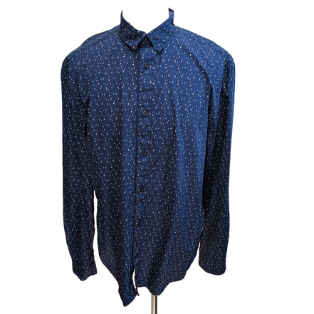 Chemise Tom Tailor Bleu Marine Motif Coton Manches Longues Taille XXL