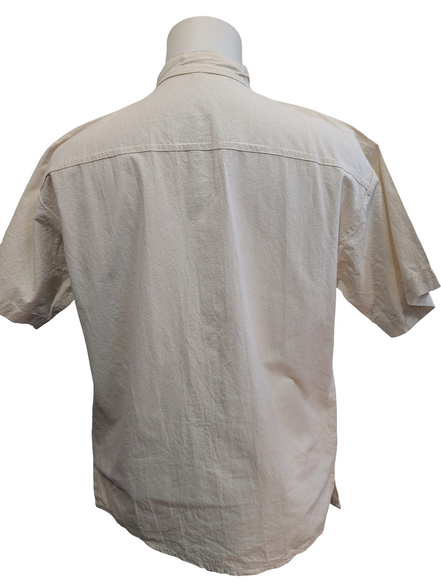 Chemise Hawaïenne Style Safari - Col Officier - Crème / Blanc Cassé - Taille M