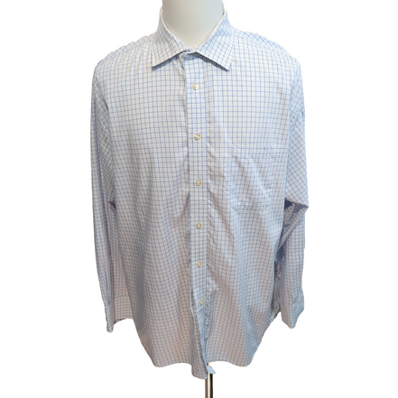 Chemise Chaps Regular Fit Stretch Bleu Carreaux Manches Longues 2XL