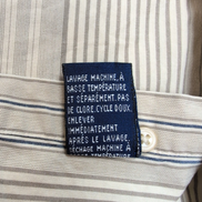 Chemise Nautica Made in USA LG Marron Rayures Col Mao 100% Coton