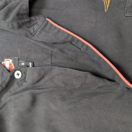 Chemise Harley Davidson XL Noir 100% Soie Boutons Gravés manches courtes