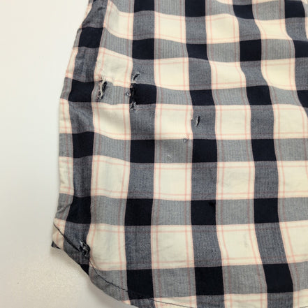 Chemise Carhartt Femme XL Bleu Marine Blanc Carreaux Coton Manches Courtes