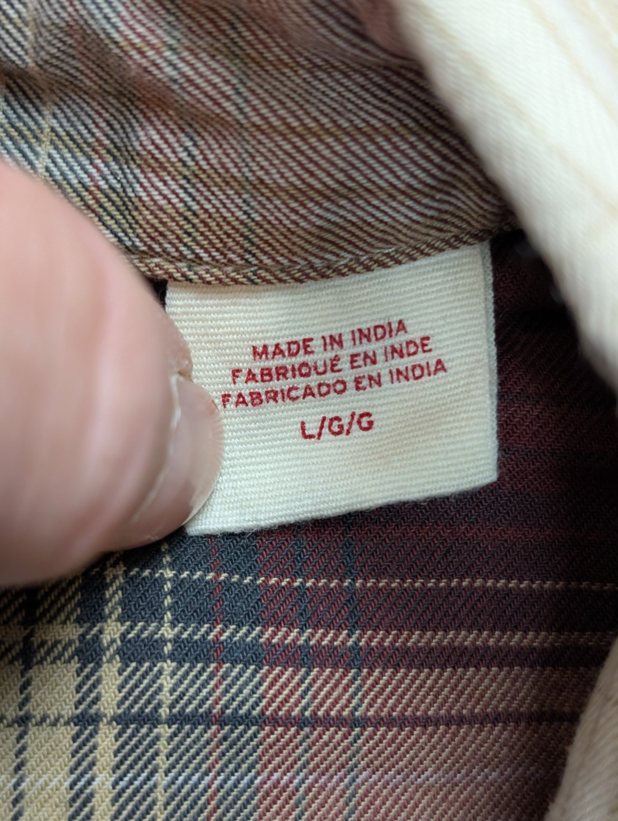 Chemise Levi's Western Carreaux Bordeaux et Crème Manches Longues Taille L