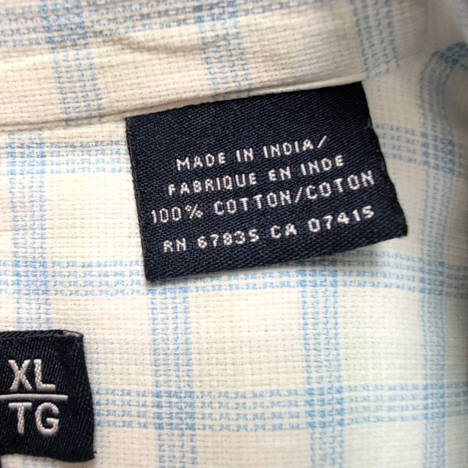 Chemise Nautica Bleu Carreaux Taille XL TG 100% Coton Manches courtes Poche