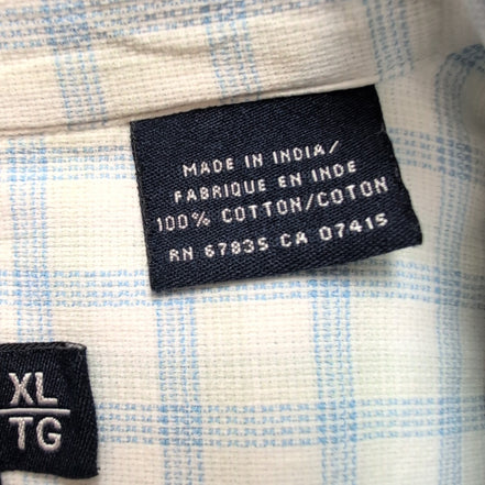 Chemise Nautica Bleu Carreaux Taille XL TG 100% Coton Manches courtes Poche