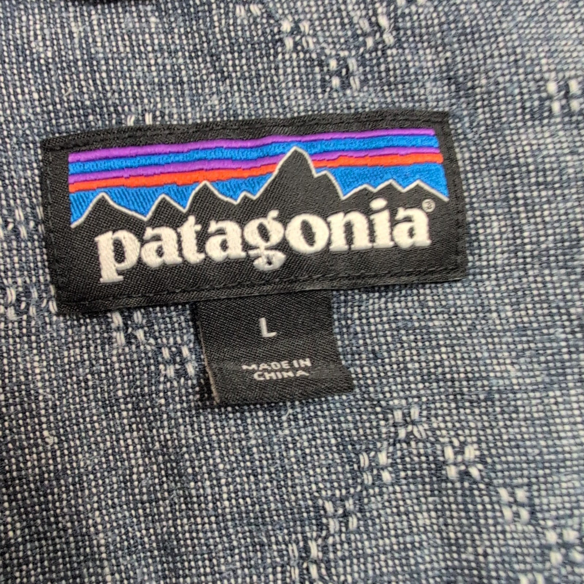 Chemise Patagonia L Bleu Marine Motifs Chanvre Coton Bio Manches Courtes