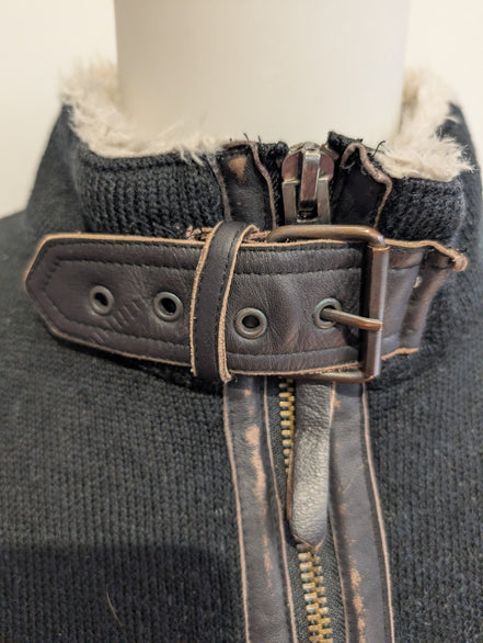 Blouson Schott NYC Vintage M Sherpa Cuir Laine USMC Style Harrington