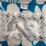 Chemise Hawaïenne Island Stuff Rayonne Bleu Fleurs Tropicales Taille L