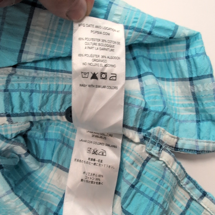 Chemise Patagonia L Bleu Turquoise Gaufrée Coton Organique Manches Courtes
