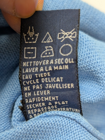 Pull Tommy Hilfiger Femme Manches Courtes Bleu Ciel 100% Coton Taille M