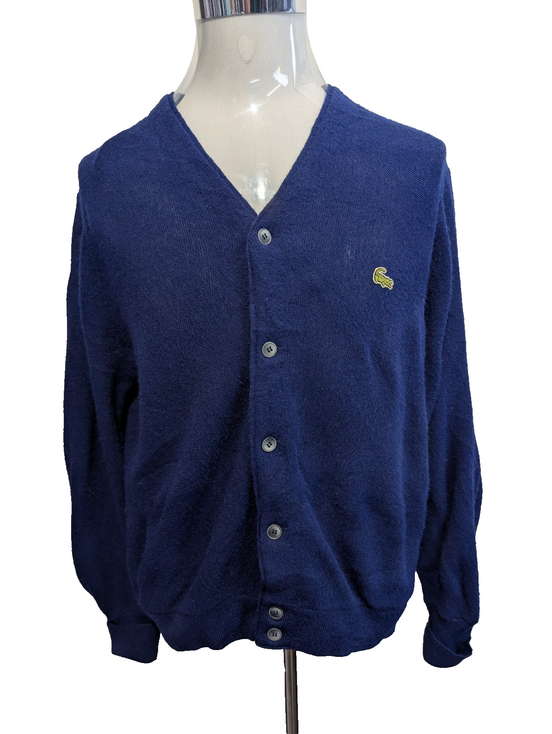 Gilet acrylique Izod Lacoste USA Bleu Vintage M Manches Retroussables | 536WSR