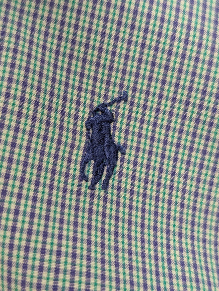 Chemise Polo Ralph Lauren Shirt L Blake Carreaux Vert Violet Two-Ply Button Down