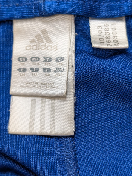 Short Sport Adidas Vintage Bleu Brillant Satiné Taille 14-16 ans