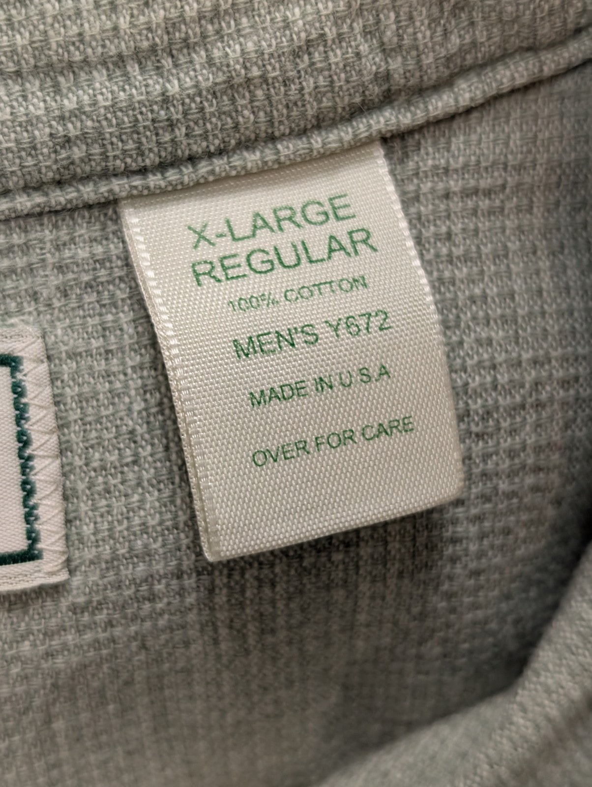 Chemise 2 poches L.L. Bean verte pâle manches courtes taille XL