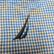 Chemise Nautica L Bleu Micro Carreaux 100% Coton Manches Courtes