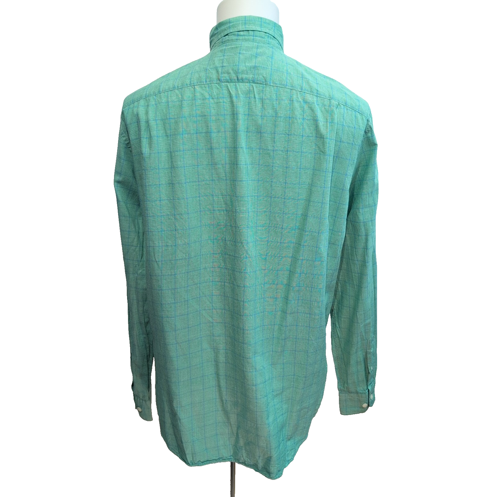 Chemise Nautica M Vert Carreaux 100% Coton Poche Logo Brodé Homme
